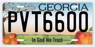 GA license plate PVT6600
