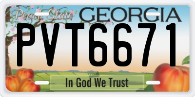 GA license plate PVT6671