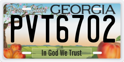 GA license plate PVT6702