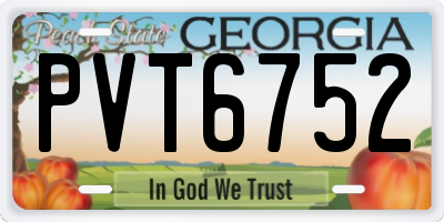 GA license plate PVT6752