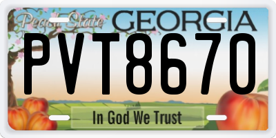 GA license plate PVT8670