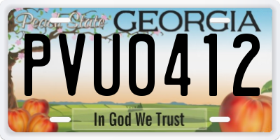 GA license plate PVU0412