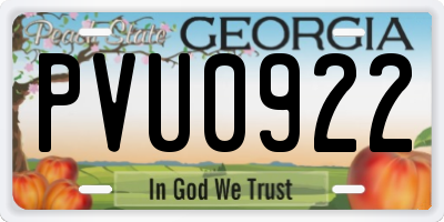 GA license plate PVU0922