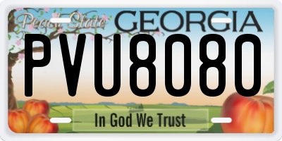 GA license plate PVU8080