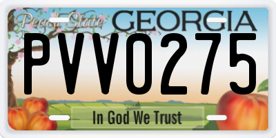 GA license plate PVV0275