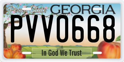GA license plate PVV0668