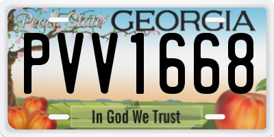 GA license plate PVV1668