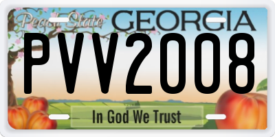GA license plate PVV2008