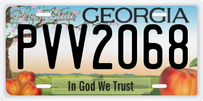 GA license plate PVV2068