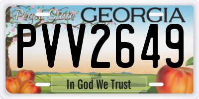GA license plate PVV2649