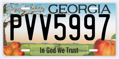 GA license plate PVV5997