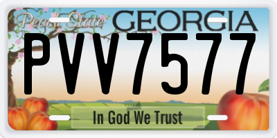 GA license plate PVV7577