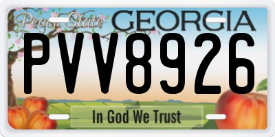 GA license plate PVV8926