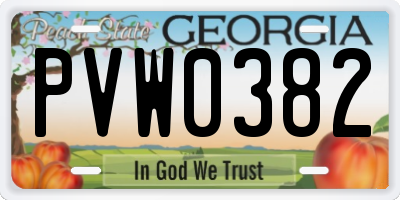 GA license plate PVW0382