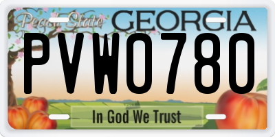 GA license plate PVW0780