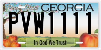 GA license plate PVW1111
