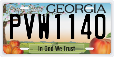 GA license plate PVW1140