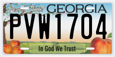GA license plate PVW1704