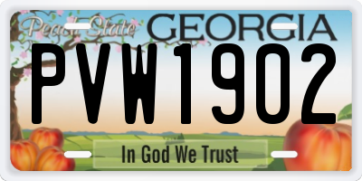 GA license plate PVW1902