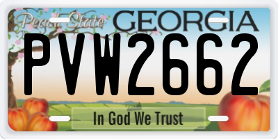 GA license plate PVW2662