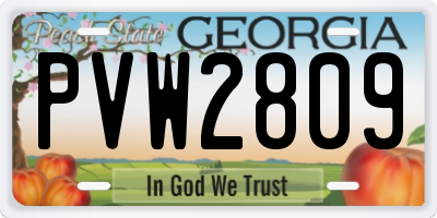 GA license plate PVW2809