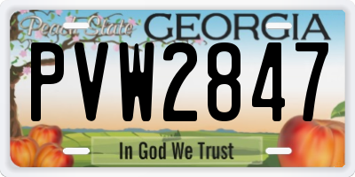 GA license plate PVW2847