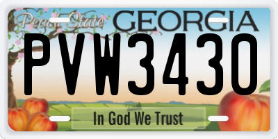 GA license plate PVW3430
