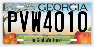 GA license plate PVW4010