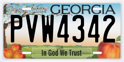 GA license plate PVW4342