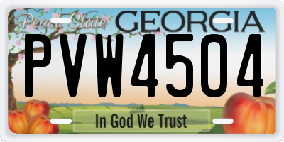 GA license plate PVW4504