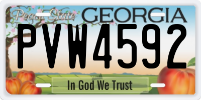 GA license plate PVW4592