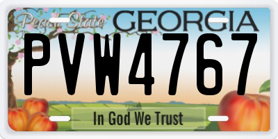GA license plate PVW4767