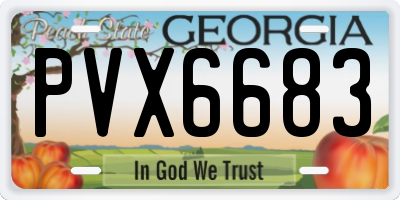 GA license plate PVX6683