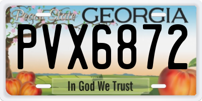 GA license plate PVX6872