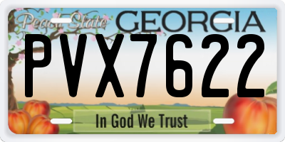 GA license plate PVX7622