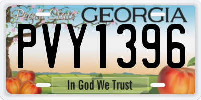 GA license plate PVY1396