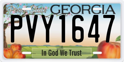 GA license plate PVY1647