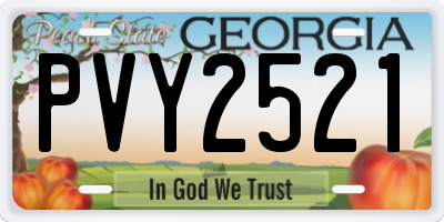 GA license plate PVY2521