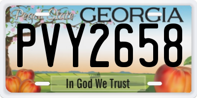 GA license plate PVY2658