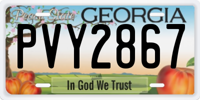 GA license plate PVY2867