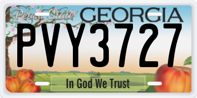 GA license plate PVY3727