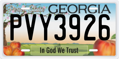 GA license plate PVY3926