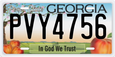 GA license plate PVY4756