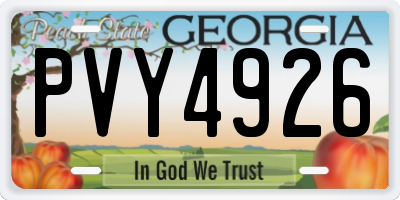 GA license plate PVY4926