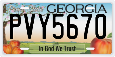 GA license plate PVY5670