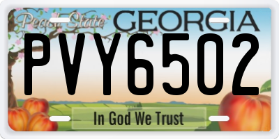 GA license plate PVY6502