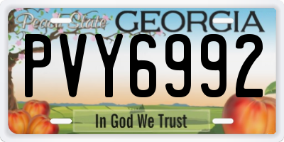 GA license plate PVY6992