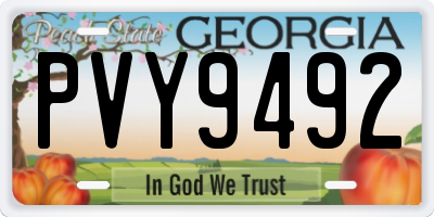 GA license plate PVY9492