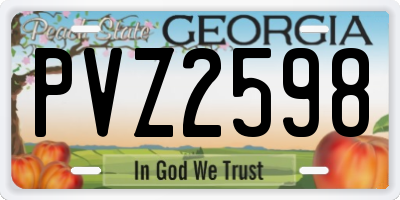 GA license plate PVZ2598