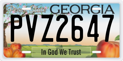 GA license plate PVZ2647